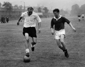 Great Britain's team practice behind locked doors. Stanley Matthews Great Britain's team practice behind locked doors. Stanley Matthews