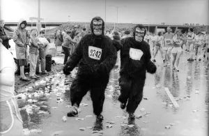 The Great North Run 27 June 1982 - A pair of gorillas monkey about The Great North Run 27 June 1982 - A pair of gorillas monkey about