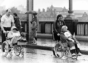 The Great North Run 27 June 1982 - Wheelchair contestants make their way across the Tyne