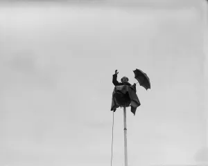 The Great Reno sitting on top of a 60 ft pole at Brighton Zoo after an arguement with his The Great Reno sitting on top of a 60 ft pole at Brighton Zoo after an arguement with his
