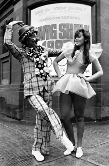 Guider Yvonne Flockard, with actor Duncan MacLean, rehearsing for the Gang Show 1987 Guider Yvonne Flockard, with actor Duncan MacLean, rehearsing for the Gang Show 1987