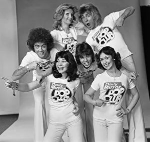Guys N Dolls pop group wearing Daily Mirror Pop Club T-shirts 29th January 1976 Guys N Dolls pop group wearing Daily Mirror Pop Club T-shirts 29th January 1976