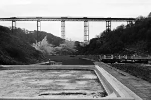 The Half Penny Bridge, Saltburn, North Yorkshire, being blown up. 17th December 1974 The Half Penny Bridge, Saltburn, North Yorkshire, being blown up. 17th December 1974