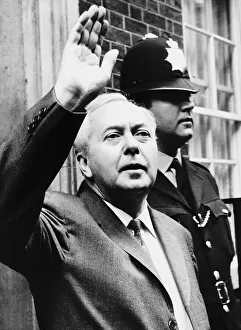 00155 Gallery: Harold Wilson British Labour Prime Minister on his way to Buckingham Palace to inform