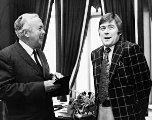 Images Dated 29th September 1973: Harold Wilson Former Prime Minister seen here with comedian Mike Yarwood