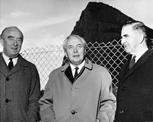 00155 Gallery: Harold Wilson wearing his Gannex waterproof coat seen here during a visit to Gibraltar