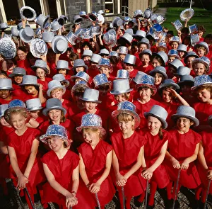 Hat Fashion Pupils from Craigholme School March 1989 wear red tunics Hat Fashion Pupils from Craigholme School March 1989 wear red tunics