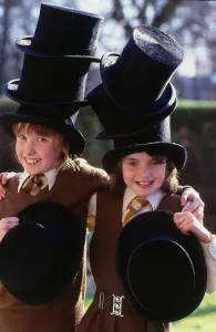 Hat Fashion Schoolgirls wear top hats, February 1989 Hat Fashion Schoolgirls wear top hats, February 1989