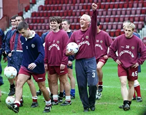 Heart of Midlothian footballers during a training session ahead of their Scottish Cup Heart of Midlothian footballers during a training session ahead of their Scottish Cup