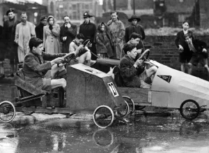 The heats for the soap box rally were run off at Fore Street, City of London The heats for the soap box rally were run off at Fore Street, City of London
