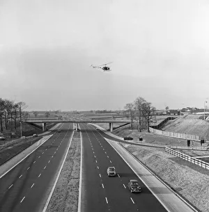 Helicopter patrol over the M6 Motorway near Knutsford, Cheshire Helicopter patrol over the M6 Motorway near Knutsford, Cheshire