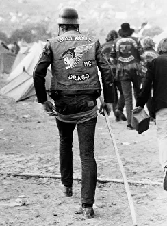 Hells Angel at Isle of Wight Pop Festival, August 1970. Art