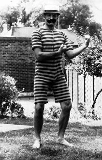 Images Dated 1st June 1975: Henry Cooper British boxer June 1975 wearing old fashioned swimming suit to promote