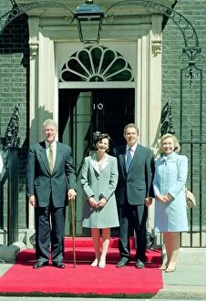 Images Dated 29th May 1997: Bill and Hillary Clinton outside 10 Downing Street with Tony and Cherie Blair