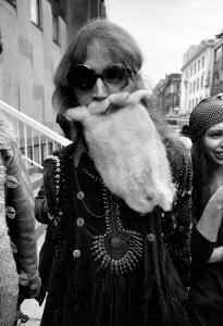 Hippy Nicholas Albery seen here outside the court house at Slough Hippy Nicholas Albery seen here outside the court house at Slough