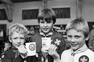 Holme Valley Cubs with commemorative mugs celebrating 65 years of scouting in the Holme Holme Valley Cubs with commemorative mugs celebrating 65 years of scouting in the Holme