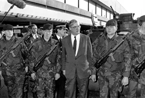 Home Secretary in the Conservative government Kenneth Baker inspecting troops Home Secretary in the Conservative government Kenneth Baker inspecting troops