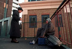 Homeless person begging near St Guys Hospital Extension Homeless person begging near St Guys Hospital Extension