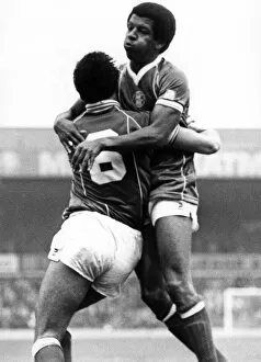 Images Dated 1st October 1983: Howard Gayle congratulates Tony Rees on his Blues goal. Birmingham City v Leicester City