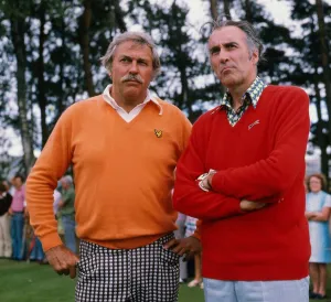 Howard Keel & Christopher Lee on golf course August 1975 Howard Keel & Christopher Lee on golf course August 1975