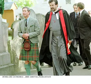 HRH Prince Charles Prince of Wales is met by the Rev Colin McIntosh as he arrives at HRH Prince Charles Prince of Wales is met by the Rev Colin McIntosh as he arrives at