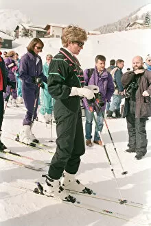 Images Dated 30th March 1992: HRH The Princess of Wales, Princess Diana, on her skiing holiday at The Austrian Ski