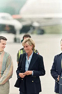 Images Dated 8th August 1997: HRH, The Princess of Wales, Princess Diana, on her arrival at Sarajevo airport Friday