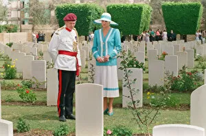 Images Dated 15th May 1992: HRH The Princess of Wales, Princess Diana, visits the Heliopolis War Cemetery in