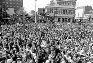 Huge crowd of West Ham fans during theie teams victory parade in East London