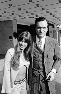 Hugh Hefner outside the Hilton Hotel with his girlfriend Barbara Benton Hugh Hefner outside the Hilton Hotel with his girlfriend Barbara Benton