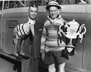 Hull FC fans, Mr J Craven, left, and Mr H Shepherdson -members of the New Brunswick club Hull FC fans, Mr J Craven, left, and Mr H Shepherdson -members of the New Brunswick club
