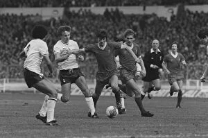 Ian Rush of Liverpool takes on the Spurs defence during the Liverpool v Tottenham Hotspur