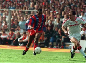 Ian Wright tackles Mike Phelan in FA cup final 1990 Crystal Palace v Manchester Ian Wright tackles Mike Phelan in FA cup final 1990 Crystal Palace v Manchester