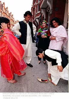 Images Dated 21st June 1995: Imran Khan with Family waiting to leave for his Wedding to Jemima Goldsmith at Richmond