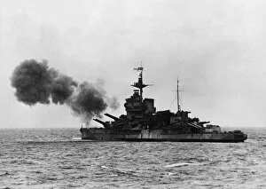 Military Collection: The fifteen inch guns of British Royal Navy warship HMS Warspite