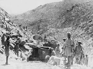 Keren Collection: Indian army soldiers with an armoured car on the frontline at the Battle of Keren in