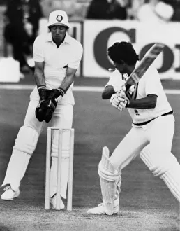 Indian cricket team in the British Isles 1982. Action during the second test match Indian cricket team in the British Isles 1982. Action during the second test match