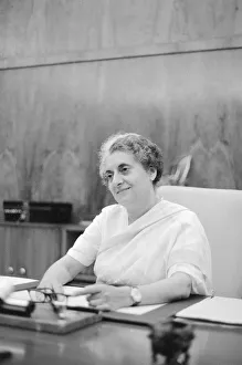 Indian Prime Minister Indira Gandhi seen here in here office in the Parliament building Indian Prime Minister Indira Gandhi seen here in here office in the Parliament building