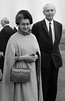 Images Dated 1st October 1971: Indian Prime Minister Mrs Indira Gandhi seen here being greeted by Foreign Secretary Sir