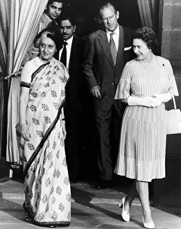 Indira Gandhi with Queen Elizabeth II and Prince Philip the Duke of Edinburgh seen here Indira Gandhi with Queen Elizabeth II and Prince Philip the Duke of Edinburgh seen here