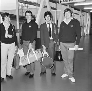 Images Dated 17th June 1980: Injured British Lions rugby players, arriving back at Heathrow from South Africa