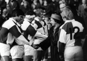 Images Dated 29th November 1980: Inspiring moment for Bridgends Gareth Williams as he shakes hands with the Queen