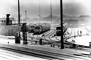 Images Dated 13th January 1982: Some of the Inter-City 125 High Speed trains standing in the snow at Heaton Depot on 13th