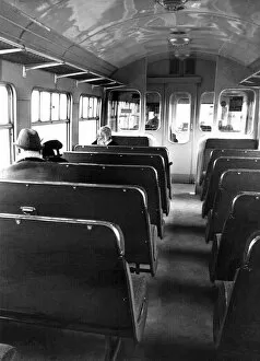 The interior of a British Rail Diesel Multiple Unit carriage on 30th March 1976