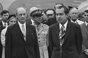 Irish premier Jack Lynch makes a welcome speech to American President Richard Nixon after Irish premier Jack Lynch makes a welcome speech to American President Richard Nixon after