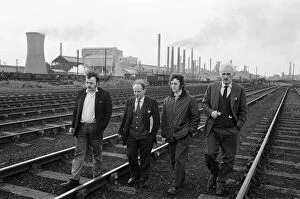 Irlam Steel works. Left to right, Stuart Johnson, 24, Jack Hughes, 53, Eric Teal