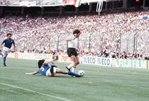 Images Dated 11th July 1982: Italy v Wests Germany 1982 World Cup match Collovati slide tackles Fisher