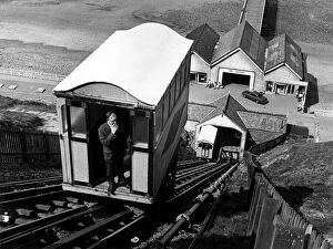 Jack Brownless, maintenance manager of C.Horne & Co LTD tests the Saltburn Cliff Railway