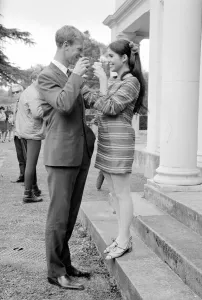 Jack Charlton with actress Vivienne Ventura seen here during a visit by the England World Jack Charlton with actress Vivienne Ventura seen here during a visit by the England World