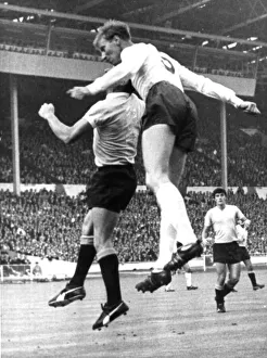 Jack Charlton heading duel with Troche of Uraguay opening match of the World Cup at Jack Charlton heading duel with Troche of Uraguay opening match of the World Cup at